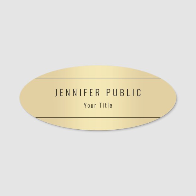 Trendy Glamour-Goldblick-moderne Schablone elegant Namensschild (Vorderseite)