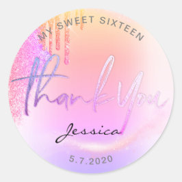 Trendy Glitzer Holographic Tropfens Vielen Dank Runder Aufkleber