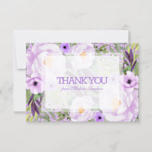 Trendy Glitzer Lila Floral Sweet 16 Vielen Dank Dankeskarte