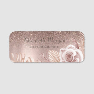 Trendy Glitzer Ombre, Blume, Rose Gold Namensschild
