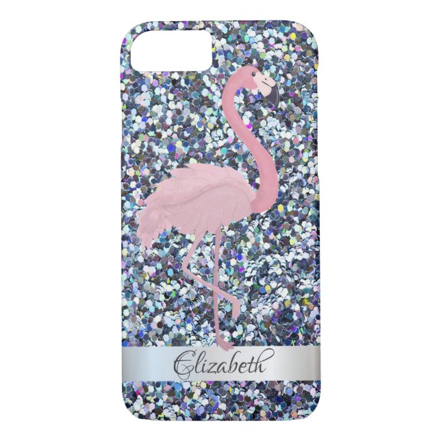 Trendy Glitzer Pink Flamingo - Personalisiert Case-Mate iPhone Hülle (Rückseite)