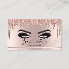Trendy Glitzer Rose Gold Tropfen Lashes Skript Visitenkarte