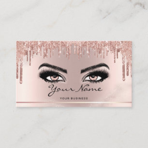 Trendy Glitzer Rose Gold Tropfen Lashes Skript Visitenkarte