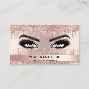 Trendy Glitzer Rose Gold Tropfen Lashes Visitenkarte