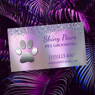Trendy Glitzer Shimmer Dog Paw Grooming Service Visitenkarte