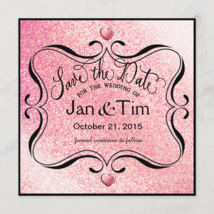 Trendy Glitzer Shimmer Save the Date rosa Schwar