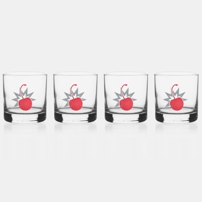 Trendy Glitzy Cherry Bomb Whiskyglas (Vorderseite)