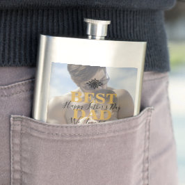 Trendy Gold Best Vater Jeden Tag Vatertag Foto Cla Flachmann