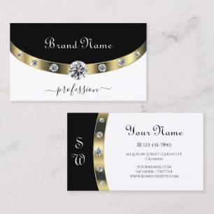 Trendy Gold Black and White Initiations and Diamon Visitenkarte