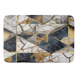 Trendy Gold Black Geometric Marmormuster Badematte