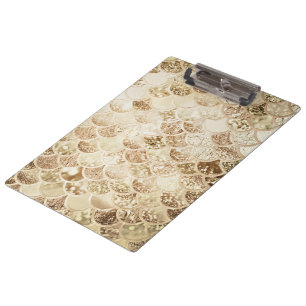 Trendy Gold Blush Ombre Glitzer Mermaid Fischskala Klemmbrett