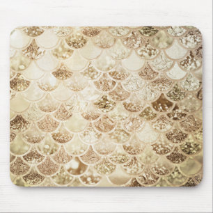 Trendy Gold Blush Ombre Glitzer Mermaid Fischskala Mousepad