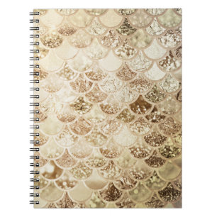 Trendy Gold Blush Ombre Glitzer Mermaid Fischskala Notizblock