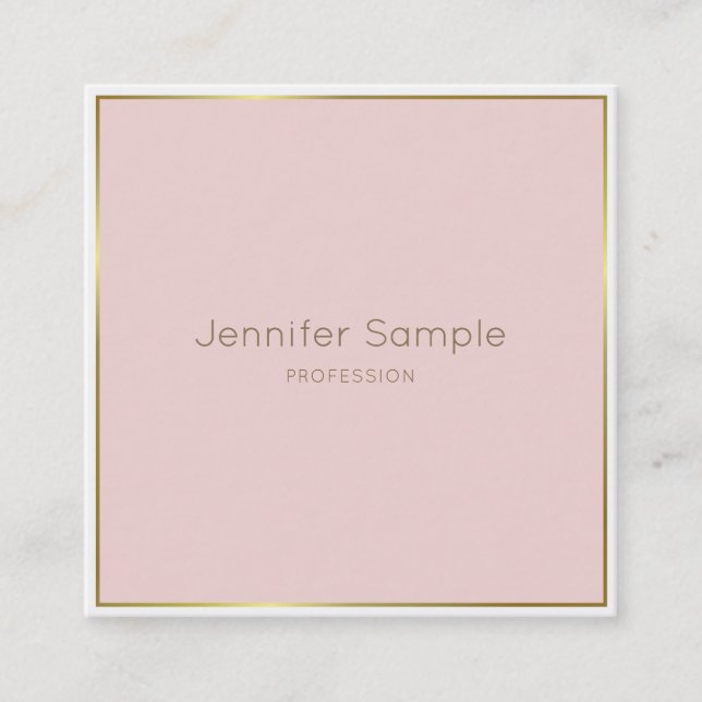Trendy Gold Blush Pink White Moderne Elegant Luxus Quadratische Visitenkarte (Vorderseite)