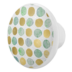 Trendy Gold Brown & Aquamarin Dots Dresser Keramikknauf