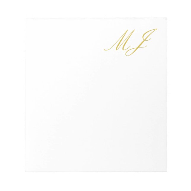 Trendy Gold Color Monogram Minimalist Modern Notizblock (Vorderseite)