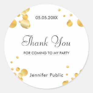 Trendy Gold Confetti Template Danke Script Runder Aufkleber