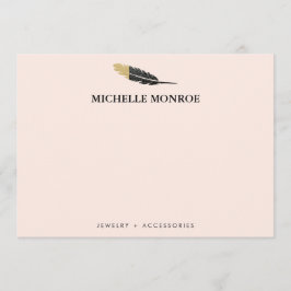 Trendy Gold Dipped Boho Feather Designer Pink Mitteilungskarte