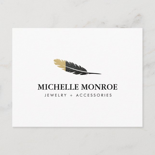 Trendy Gold Dipped Boho Feather Designer White Postkarte (Vorderseite)