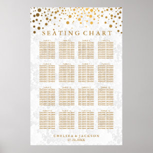 Trendy Gold Dots on Texture Damask - Seating Chart Poster