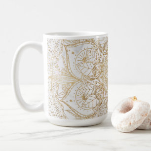 Trendy Gold Floral Mandala Marmordesign Kaffeetasse