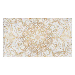 Trendy Gold Floral Mandala Marmordesign Namenschild