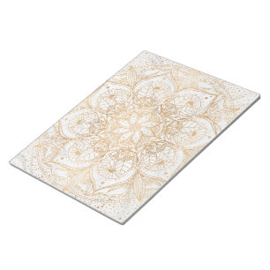 Trendy Gold Floral Mandala Marmordesign Notizblock