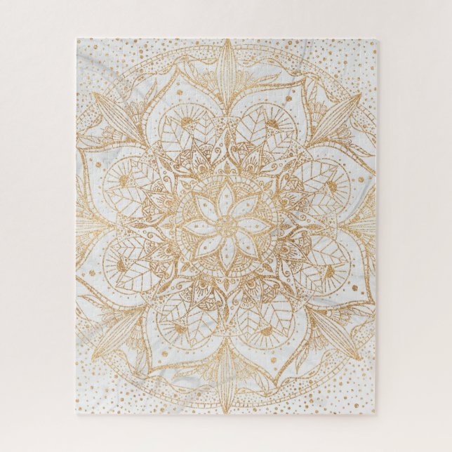 Trendy Gold Floral Mandala Marmordesign Puzzle (Vertikal)