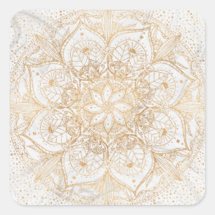 Trendy Gold Floral Mandala Marmordesign Quadratischer Aufkleber