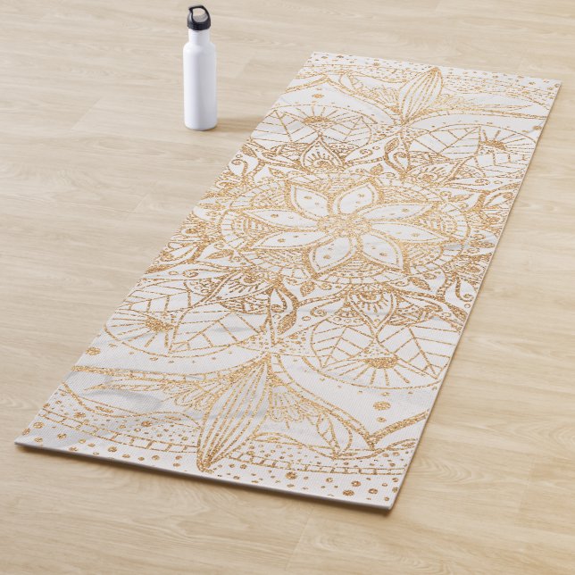Trendy Gold Floral Mandala Marmordesign Yogamatte (Beispiel)