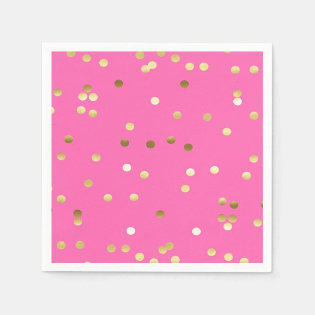 Trendy Gold Foil Confetti Hot Pink Serviette (Vorderseite)