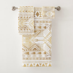 Trendy Gold Geometric Tribal Aztec Muster Badhandtuch Set