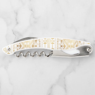 Trendy Gold Geometric Tribal Aztec Muster Kellnermesser