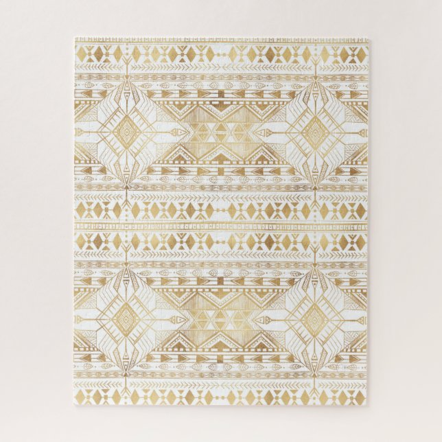 Trendy Gold Geometric Tribal Aztec Muster Puzzle (Vertikal)