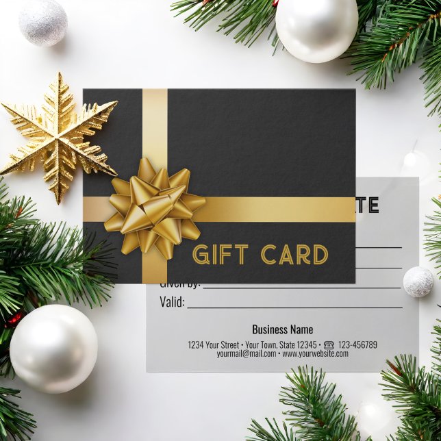 Trendy Gold Gift Bow Satin Ribbon Black Gift Card (Von Creator hochgeladen)