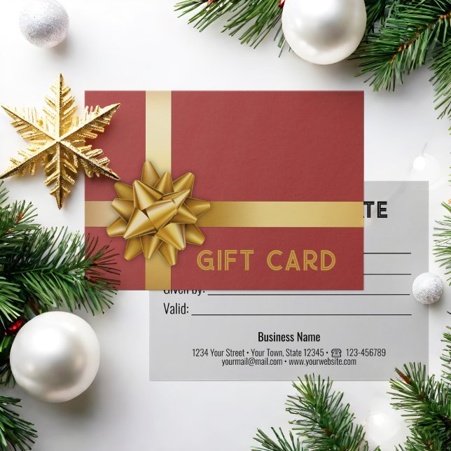 Trendy Gold Gift Bow Satin Ribbon Red Gift Card (Von Creator hochgeladen)