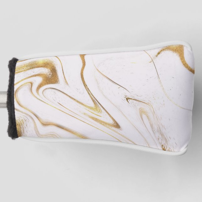 Trendy Gold Glitter and White Marble  Golf Headcover (Vorderseite)