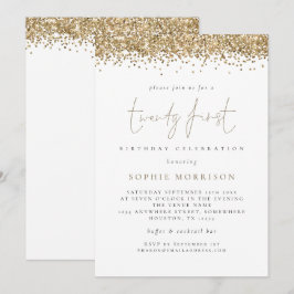 Trendy Gold Glitzer 21. Geburtstag Party Einladung