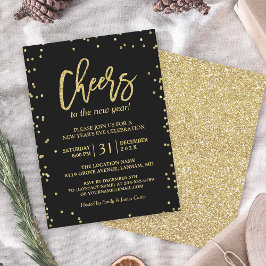 Trendy Gold Glitzer jubelt Silvester Party Einladung