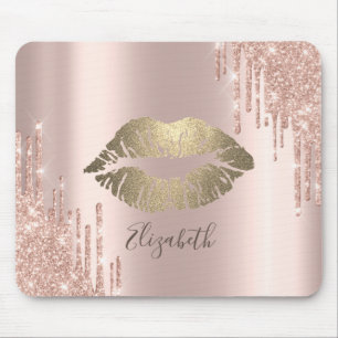 Trendy Gold Glitzer Lips Rose Gold Glitzer Tropfen Mousepad