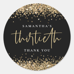 Trendy Gold Glitzer Name Dreißig Vielen Dank, dass Runder Aufkleber
