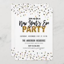 Trendy Gold Glitzer Silvester Party Einladung