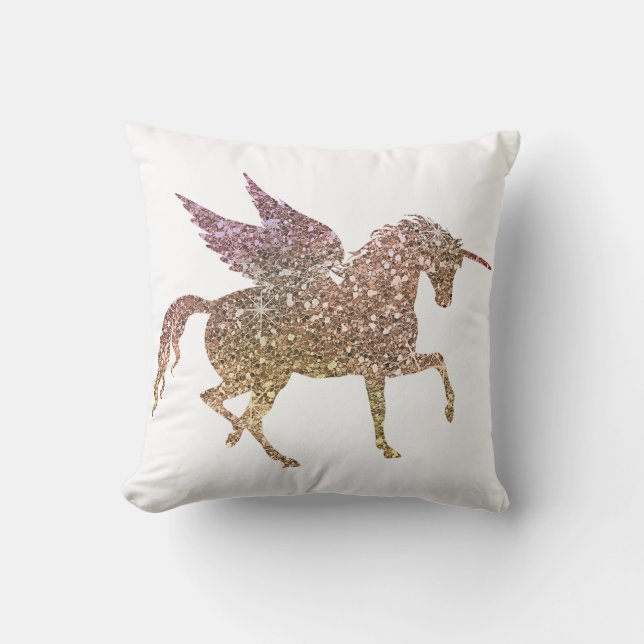 Trendy Gold Glitzer Sparkle Unicorn Kissen (Vorderseite)