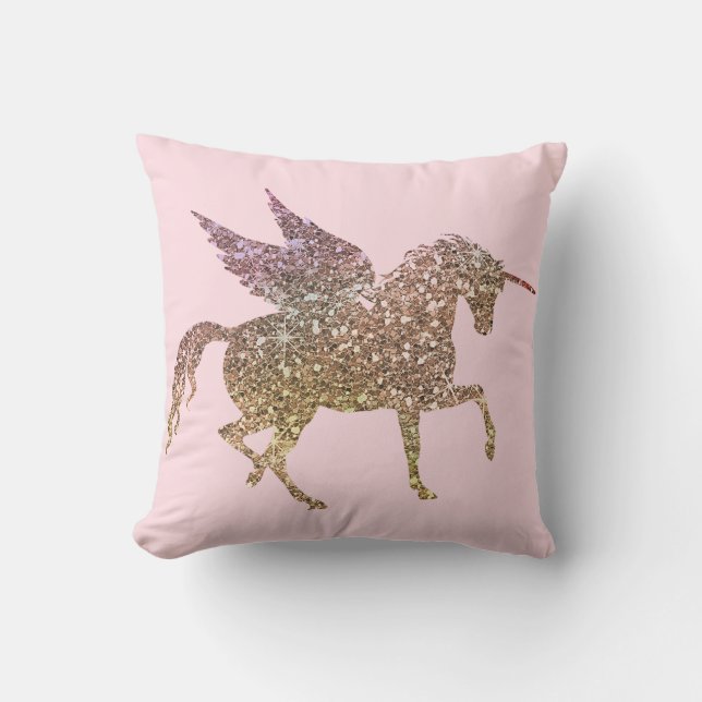Trendy Gold Glitzer Sparkle Unicorn Kissen (Vorderseite)