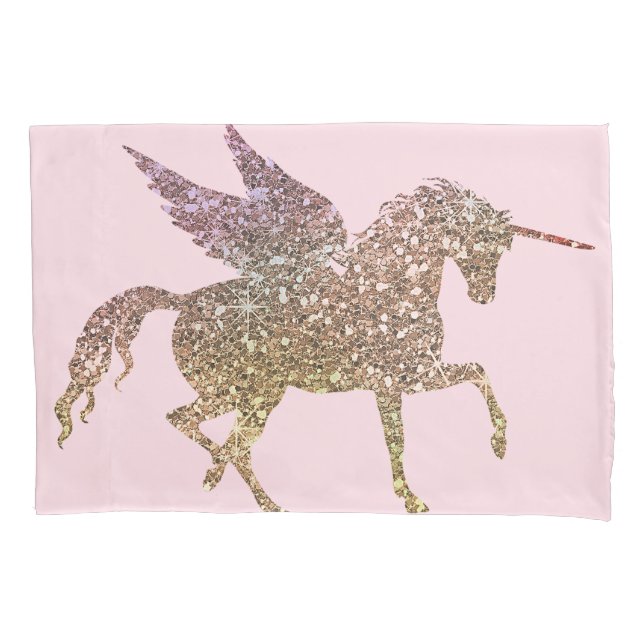 Trendy Gold Glitzer Sparkle Unicorn Kissenbezug (Vorderseite)