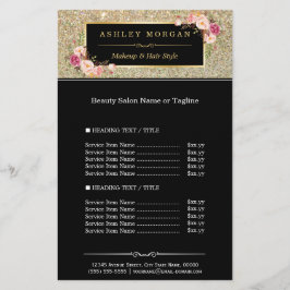 Trendy Gold Glitzer Sparkling Girly Floral Flyer