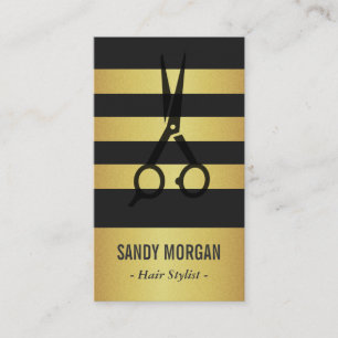 Trendy Gold Glitzer Stripes Design - Haarstil Visitenkarte