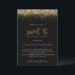 Trendy Gold Glitzer Sweet 16 Geburtstagsparty Blac Einladung<br><div class="desc">Trendy Gold Glitzer Sweet 16 Geburtstagsparty Black. Eine glänzende Touch für Ihre 16 . Geburtstag-Feier, mit Imitaten Gold Glitzer grenzt an die Spitze auf jeder Seite, und süß 16 ist in einem Set Handschrift Stil Skript auf klassisch schwarz. Personalisieren Sie die Erholung des Textes einfach auf Ihre eigenen Daten. Sie...</div>