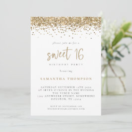 Trendy Gold Glitzer Sweet 16 Geburtstagsparty Einladung