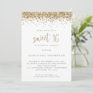 Trendy Gold Glitzer Sweet 16 Geburtstagsparty Einladung